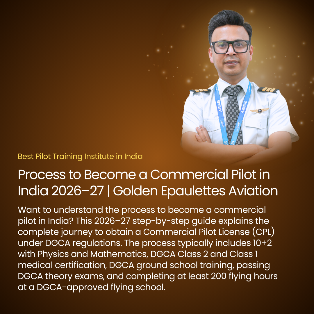 Process to Become a Commercial Pilot in India 2026–27 | Golden Epaulettes Aviation